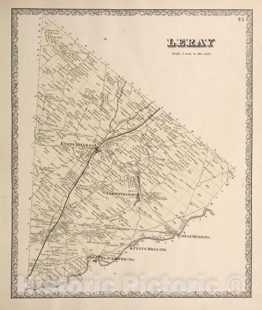 Historic Map - 1864 Jefferson County (N.Y.), Leray - Vintage Wall Art