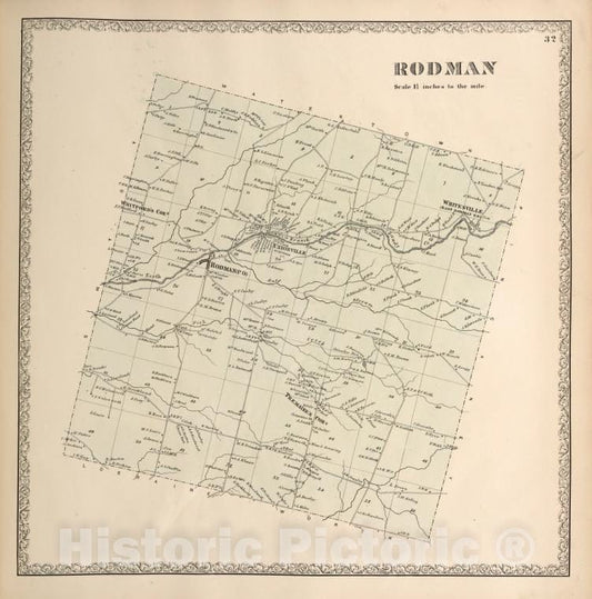 Historic Map - 1864 Jefferson County (N.Y.), Rodman - Vintage Wall Art