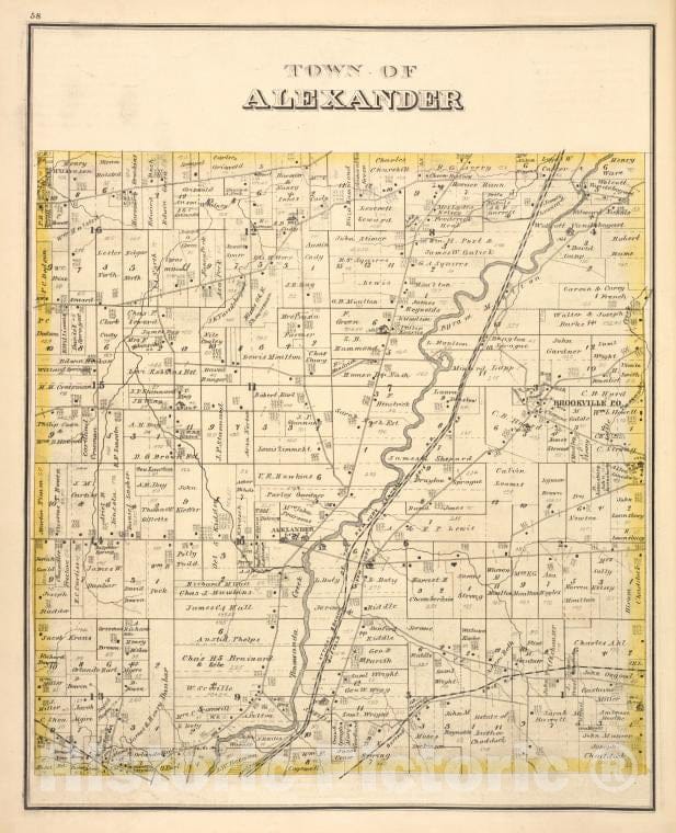 Historic Map - 1876 Genesee County (N.Y.), Town Of Alexander - Vintage Wall Art