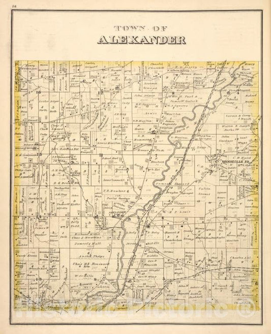 Historic Map - 1876 Genesee County (N.Y.), Town Of Alexander - Vintage Wall Art