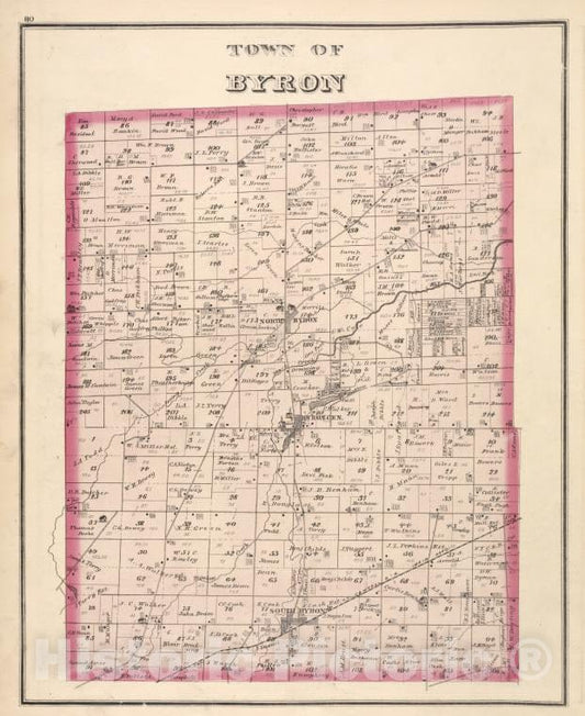 Historic Map - 1876 Genesee County (N.Y.), Town Of Byron - Vintage Wall Art