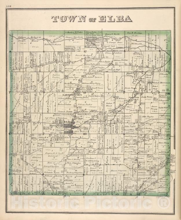 Historic 1876 Map - Town Of Elba [Township] - Genesee County (N.Y.) - New York (Statenew Historical Atlas Of Genesee Co, New York. - Vintage Wall Art