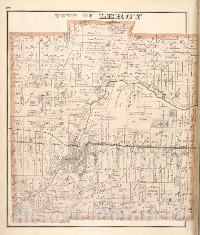 Historic Map - 1876 Genesee County (N.Y.), Town Of Le Roy - Vintage Wall Art
