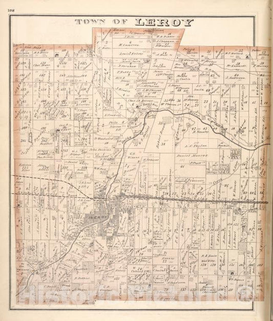 Historic Map - 1876 Genesee County (N.Y.), Town Of Le Roy - Vintage Wall Art