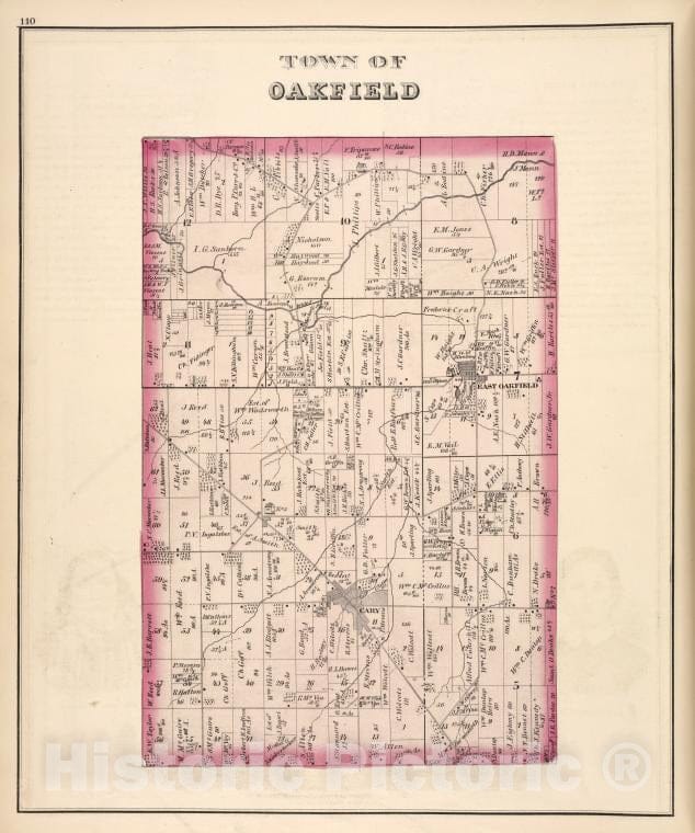 Historic Map - 1876 Genesee County (N.Y.), Town Of Oakfield - Vintage Wall Art