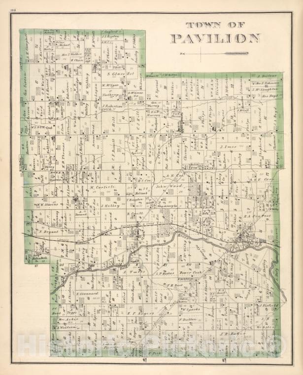 Historic Map - 1876 Genesee County (N.Y.), Town Of Pavilion - Vintage Wall Art