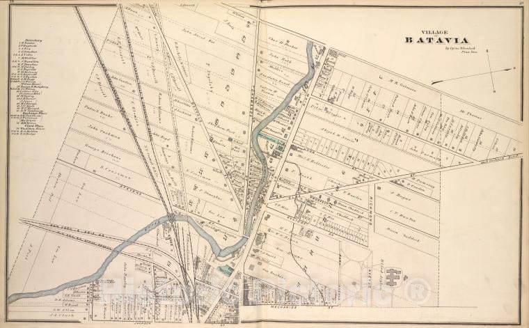 Historic Map - 1876 Genesee County (N.Y.), Village Of Batavia - Vintage Wall Art