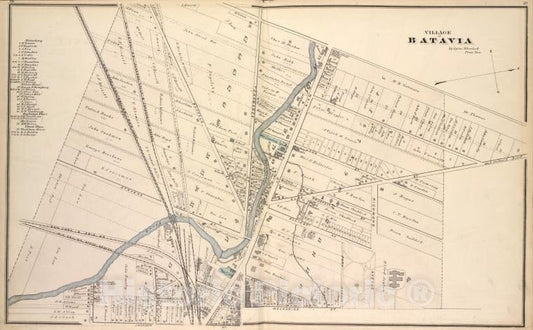 Historic Map - 1876 Genesee County (N.Y.), Village Of Batavia - Vintage Wall Art