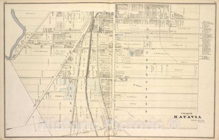 Historic Map - 1876 Village Of Batavia [Village] - Vintage Wall Art