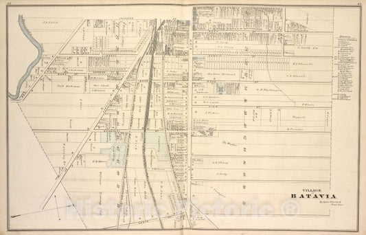 Historic Map - 1876 Village Of Batavia [Village] - Vintage Wall Art