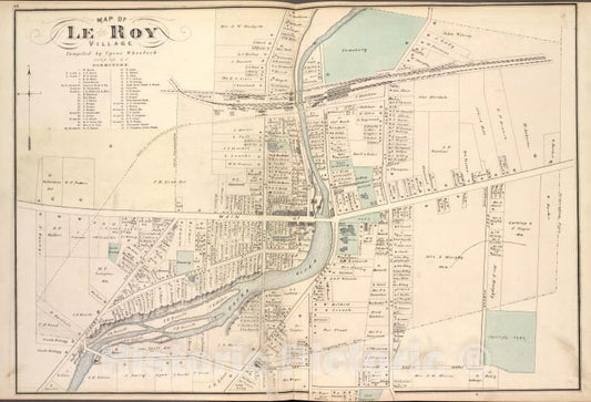 Historic Map - 1876 Genesee County (N.Y.), Map Of Le Roy Village. - Vintage Wall Art