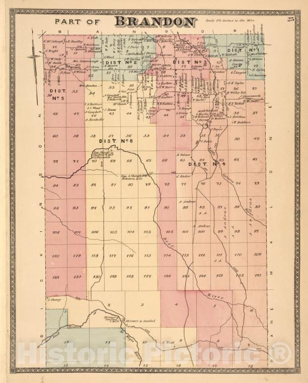 Historic Map - 1876 Franklin County (N.Y.), Part Of Brandon - Vintage Wall Art