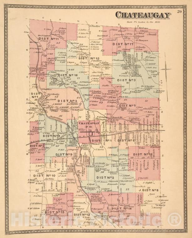 Historic Map - 1876 Franklin County (N.Y.), Chateaugay - Vintage Wall Art
