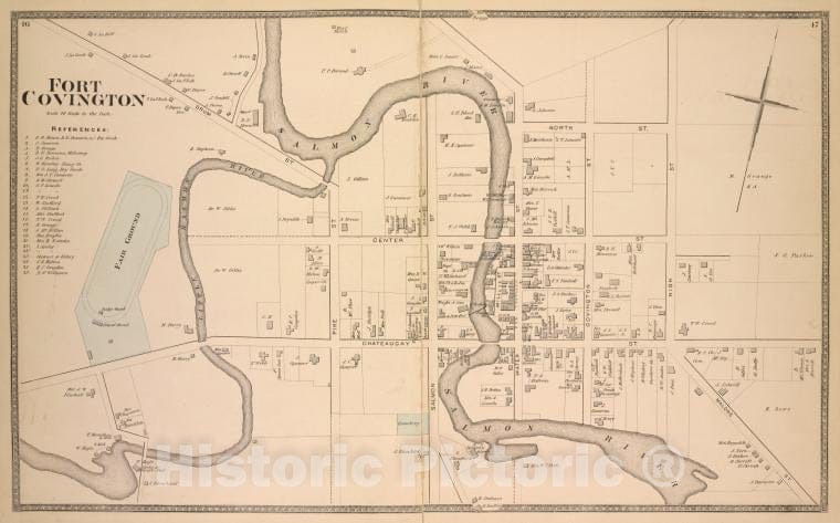 Historic Map - 1876 Franklin County (N.Y.), Fort Covington - Vintage Wall Art