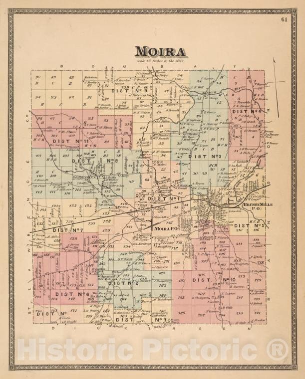 Historic Map - 1876 Franklin County (N.Y.), Moira - Vintage Wall Art