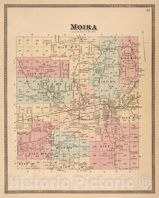 Historic Map - 1876 Franklin County (N.Y.), Moira - Vintage Wall Art