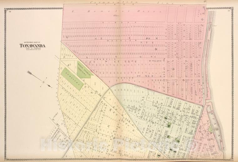 Historic Map - 1880 Erie County, New York (N.Y.), South West Part Of Tonawanda - Vintage Wall Art