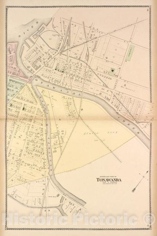 Historic Map - 1880 Erie County, New York (N.Y.), North East Part Of Tonawanda - Vintage Wall Art
