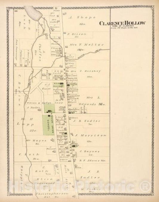 Historic 1880 Map - Clarence Hollow [Village] - Erie County (N.Y.) - New York (State) - Erie County Atlases Of The United States - Atlas Of Erie County, New York. - Vintage Wall Art
