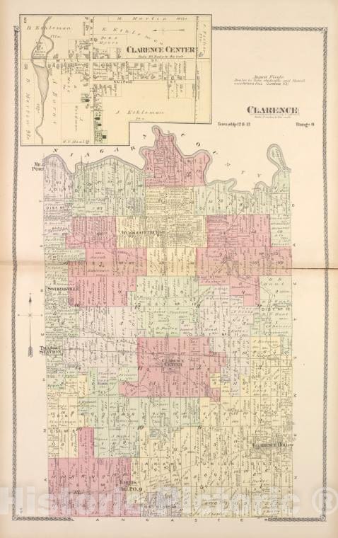 Historic Map - 1880 Erie County, New York (N.Y.), Clarence Center; Clarence - Vintage Wall Art