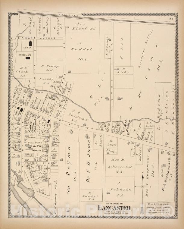 Historic Map - 1880 Erie County, New York (N.Y.), East Part Of Lancaster - Vintage Wall Art