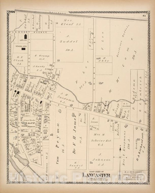 Historic Map - 1880 Erie County, New York (N.Y.), East Part Of Lancaster - Vintage Wall Art