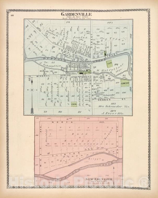 Historic Map - 1880 Erie County, New York (N.Y.), Gardenville; New Ebenezer - Vintage Wall Art