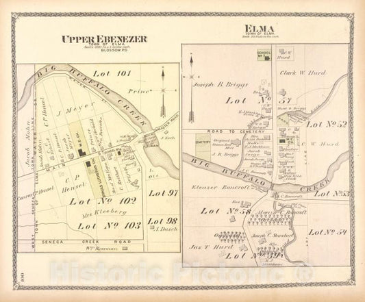 Historic Map - 1880 Erie County, New York (N.Y.), Upper Ebenezer ; Elma - Vintage Wall Art