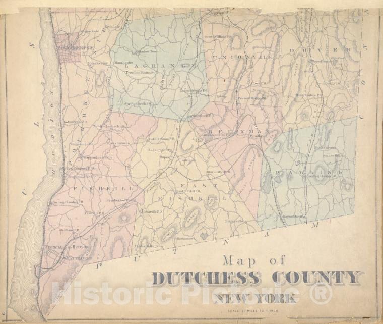 Historic 1876 Map - Map Of Dutchess County New York - Dutchess County (N.Y.New Illustrated Atlas Of Dutchess County, New York. - Vintage Wall Art