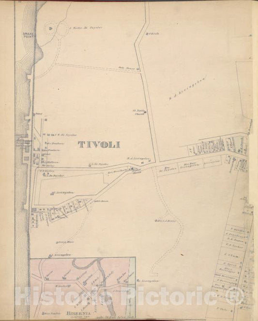 Historic Map - 1876 Dutchess County, New York (N.Y.), Tivoli; Hibernia; Barrytown; Barrytown Corners - Vintage Wall Art