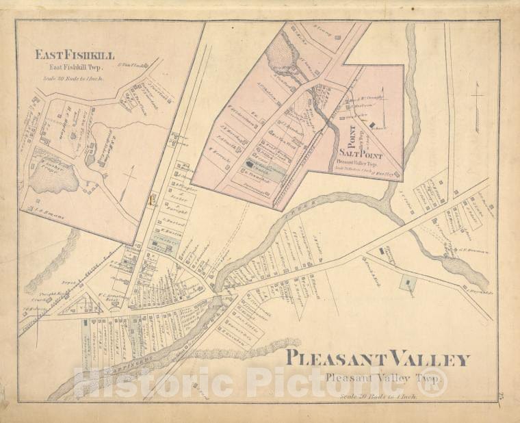 Historic Map - 1876 Dutchess County, New York (N.Y.), Salt Point; East Fishkill; Pleasant Valley - Vintage Wall Art