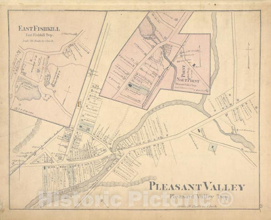 Historic Map - 1876 Dutchess County, New York (N.Y.), Salt Point; East Fishkill; Pleasant Valley - Vintage Wall Art