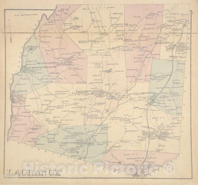 Historic 1876 Map - Lagrange [Township] - Dutchess County (N.Y.New Illustrated Atlas Of Dutchess County, New York. - Vintage Wall Art