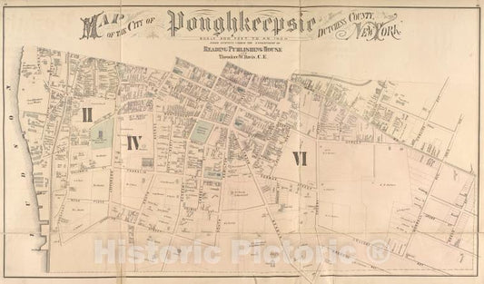 Historic Map - 1876 Dutchess County, New York (N.Y.), Map Of The City Of Poughkeepsie Dutchess County, New York. - Vintage Wall Art