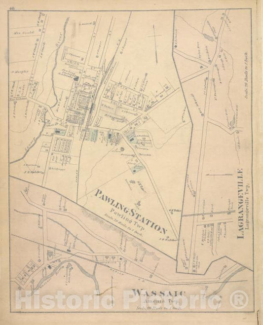 Historic Map - 1876 Dutchess County, New York (N.Y.), Pawlingstation; Wassaic; Lagrangeville - Vintage Wall Art