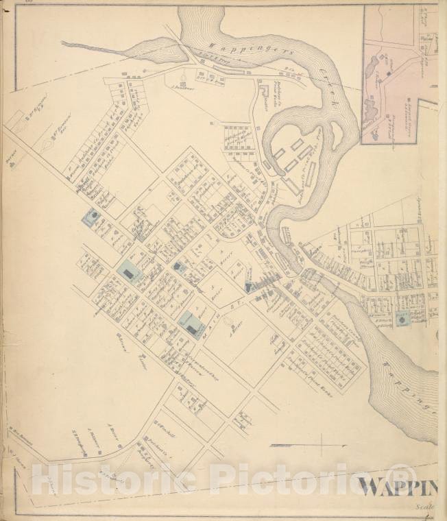 Historic Map - 1876 Dutchess County, New York (N.Y.), Wappingers Falls; New Hackensack; Glenham - Vintage Wall Art