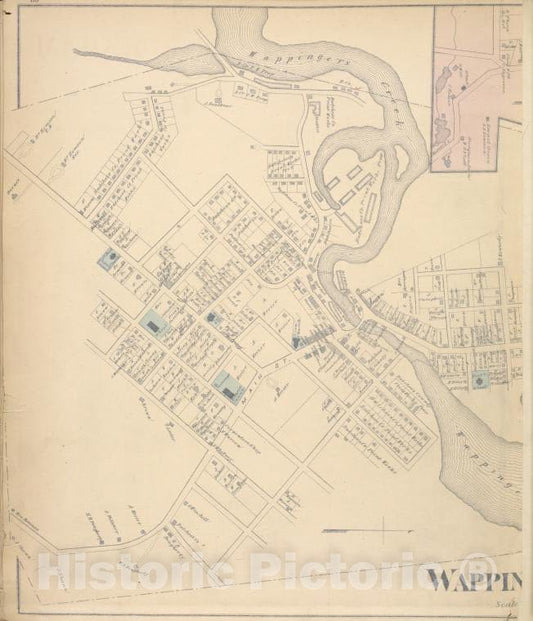 Historic Map - 1876 Dutchess County, New York (N.Y.), Wappingers Falls; New Hackensack; Glenham - Vintage Wall Art