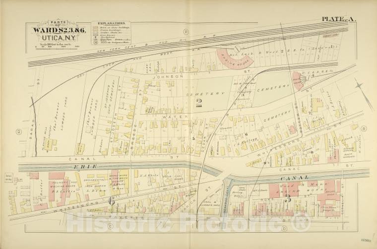 Historic Map - 1883 Utica, New York (N.Y.), Parts Of Wards 2. 3. & 6. - Vintage Wall Art