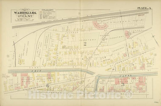 Historic Map - 1883 Utica, New York (N.Y.), Parts Of Wards 2. 3. & 6. - Vintage Wall Art