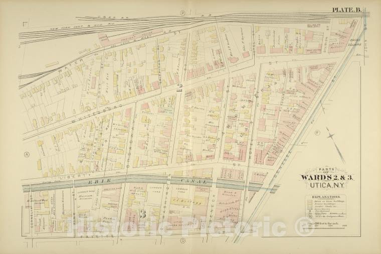 Historic Map - 1883 Utica, New York (N.Y.), Parts Of Wards 2. & 3. - Vintage Wall Art