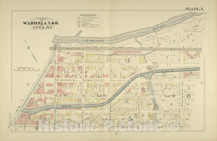 Historic Map - 1883 Utica, New York (N.Y.), Parts Of Wards 4. 5. & 8. - Vintage Wall Art