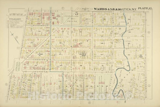 Historic Map - 1883 Utica, New York (N.Y.), Parts Of Wards 4. 5. 8. & 10. - Vintage Wall Art