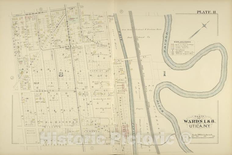 Historic Map - 1883 Parts Of Wards 1. & 8. - Vintage Wall Art