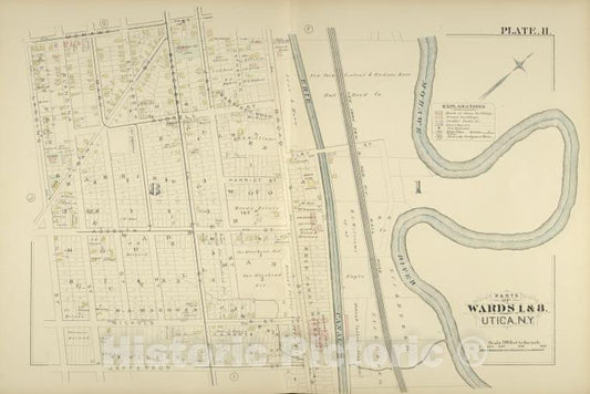 Historic Map - 1883 Parts Of Wards 1. & 8. - Vintage Wall Art