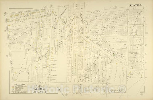 Historic Map - 1883 Utica, New York (N.Y.), Part Of Ward 8. - Vintage Wall Art