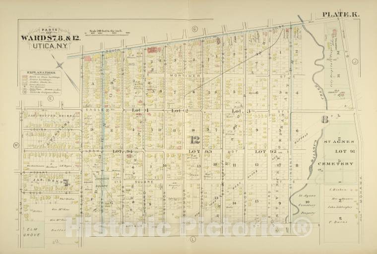 Historic Map - 1883 Parts Of Wards 7. 8. & 12. - Vintage Wall Art