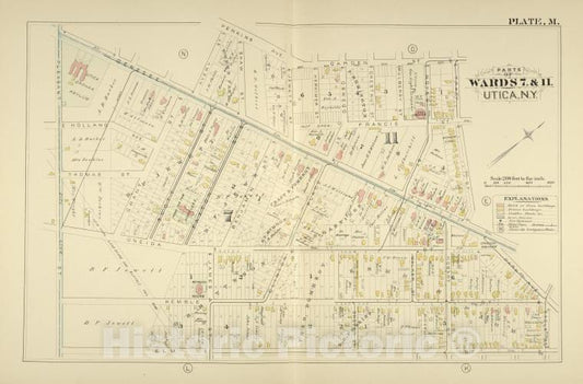 Historic Map - 1883 Utica, New York (N.Y.), Parts Of Wards 7. & 11. - Vintage Wall Art