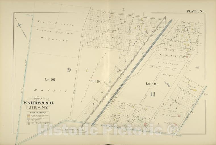 Historic Map - 1883 Parts Of Wards 9. & 11. - Vintage Wall Art