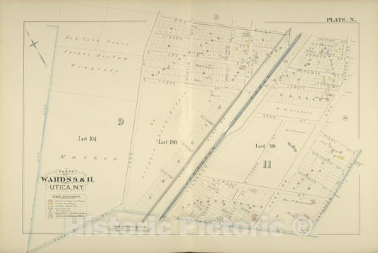 Historic Map - 1883 Parts Of Wards 9. & 11. - Vintage Wall Art