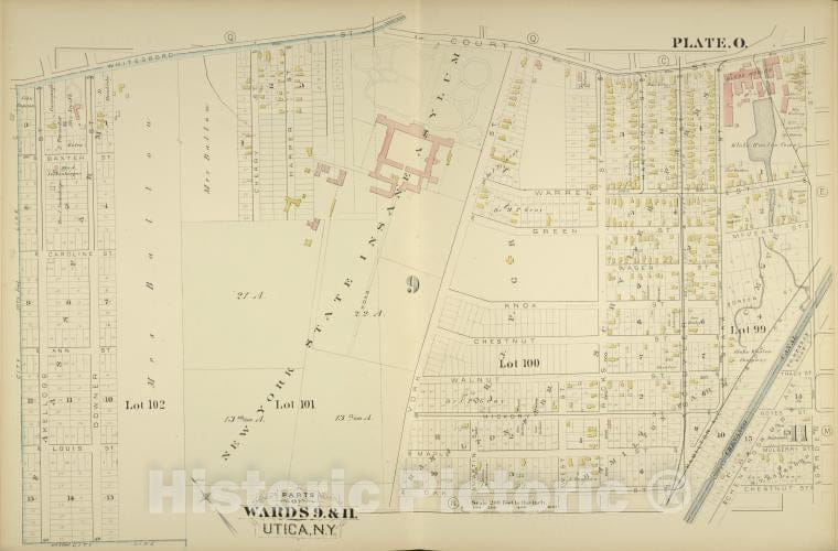 Historic Map - 1883 Utica, New York (N.Y.), Parts Of Wards 9. & 11. - Vintage Wall Art